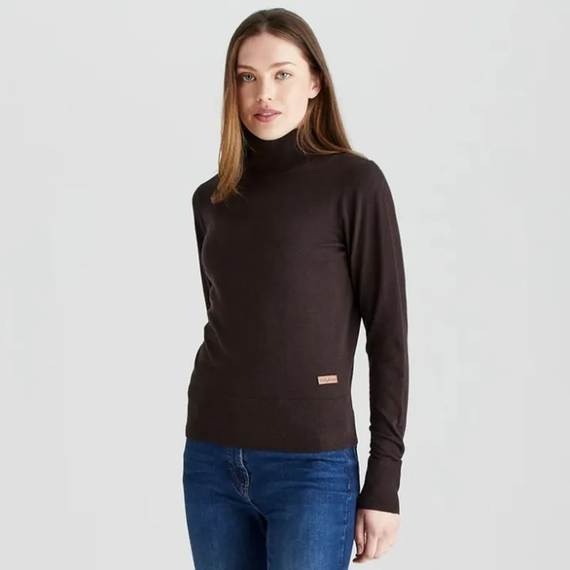 Ridgeline Womens Melford Knit Roll Neck Deep Bark-2