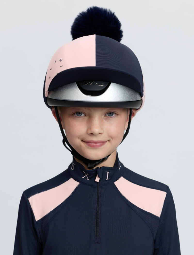 Lemieux Harlequin Hat Silk Navy/Petal-1