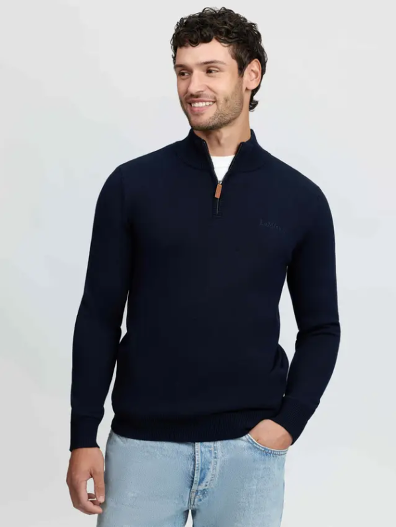 Lemieux Mens Quarter Zip Knit Navy