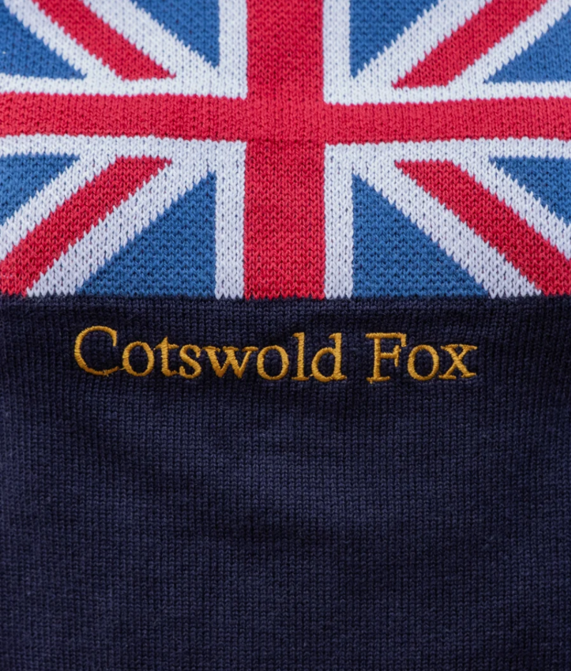 Cotswold Fox Knitted Cotton Flag Crewneck Navy-1
