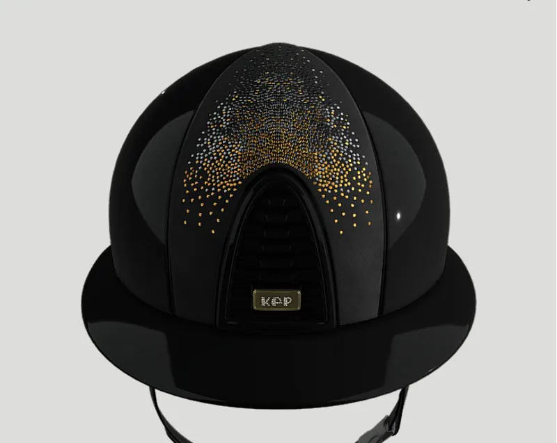 Kep Cromo 2.0 Polish Metal Black M - Custom FRONT Suede Black/Nuanced Gold - VISOR Polish Polo Black - STRAP Leather Cipria - LOGO Zirconi Gold