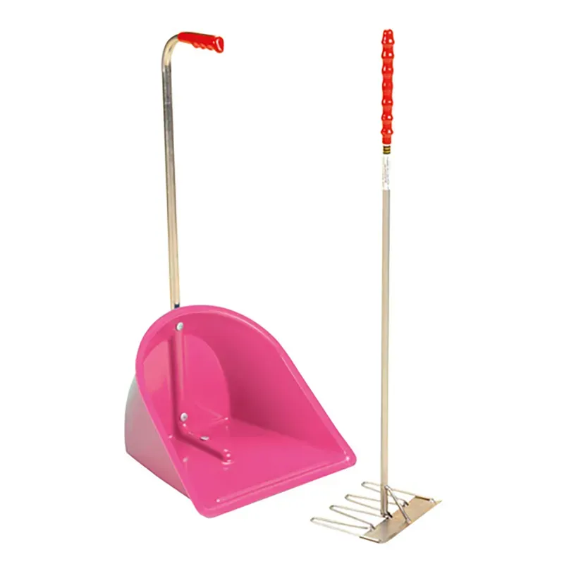 Stubbs Stable Mate High Manure Collector with Rake In Pink