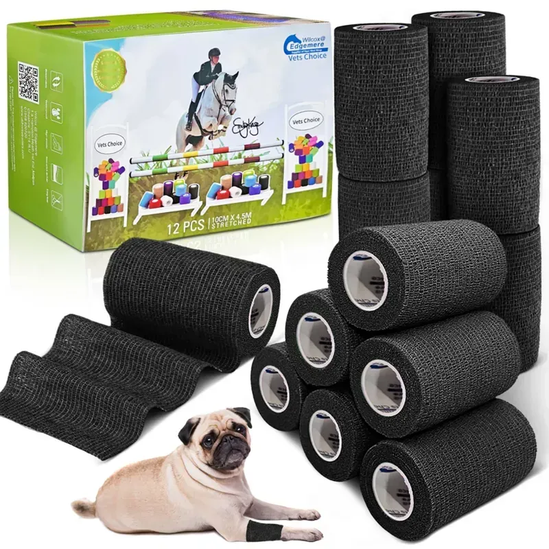 Equimed 10 cm x 12 wraps Vetwrap in Black