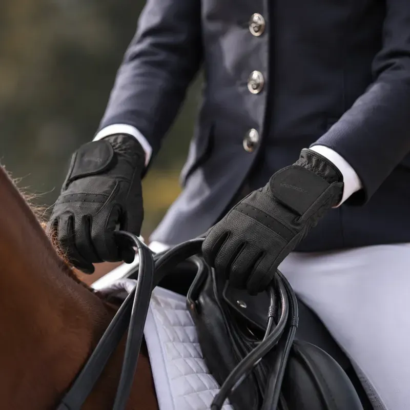 Equetech Junior Winter Contact Grip Riding Gloves in Black-2